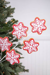 Iced Red White Snowflake Spray 26 Inch Christmas Tree Decoration