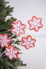 26” Iced Red and White Snowflake Spray