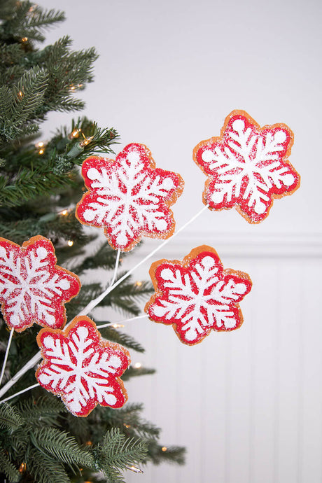 26” Iced Red and White Snowflake Spray