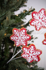 Iced Red White Snowflake Spray 26 Inch Christmas Tree Decoration