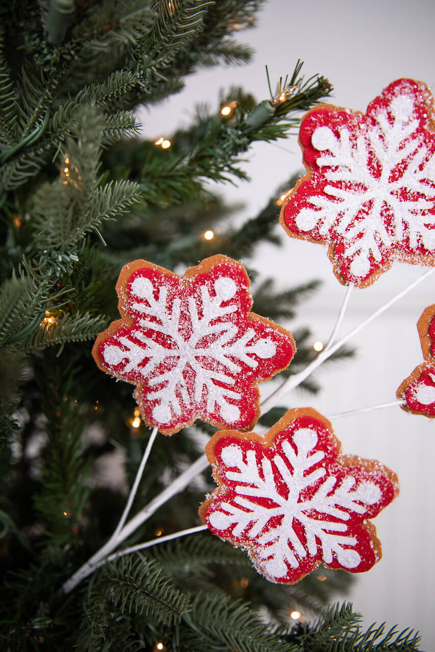 26” Iced Red and White Snowflake Spray
