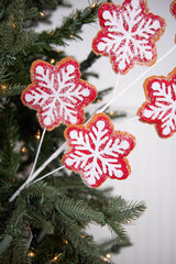 26” Iced Red and White Snowflake Spray