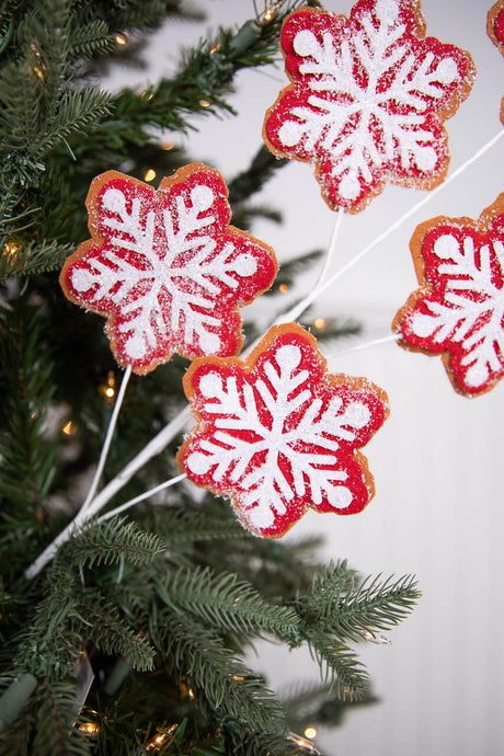 26” Iced Red and White Snowflake Spray
