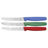 Icel Color Coded Serrated Steak Knife Set, 4" Blade - Set of 3