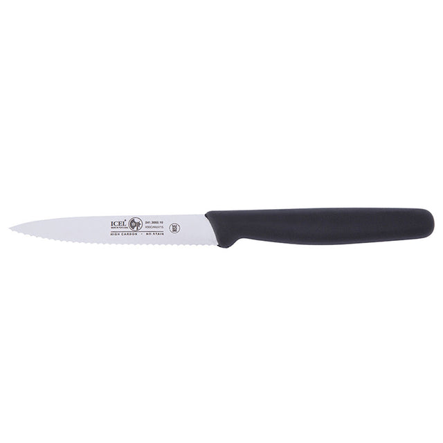 Icel Paring Knife 4" Serrated Blade, Black Handle