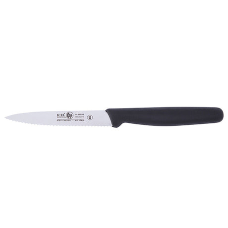 Icel Paring Knife 4" Serrated Blade, Black Handle