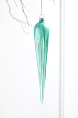10" Frosty Blue Glass Icicle Ornament