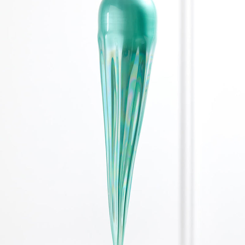 14" Frosty Blue Glass Icicle Ornament
