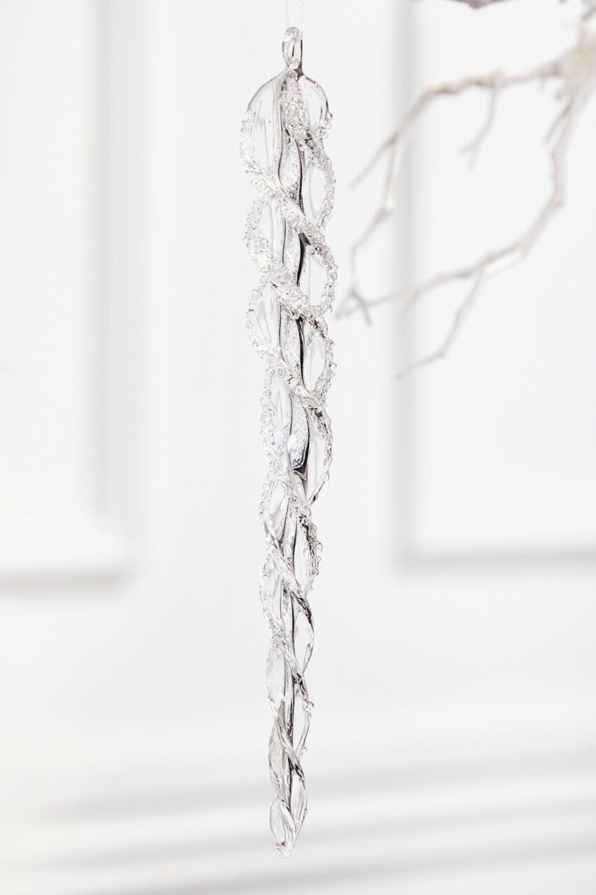 9" Glass Icicle Ornament - Medium
