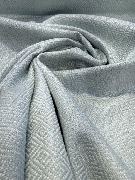Mykonos Spa Blue Polyester Fabric - Diamond Jacquard, Spa Blue, 56" Width (By The Yard)