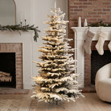 Pre-Lit Snow Flocked Slim Christmas Tree with Warm White LED Lights