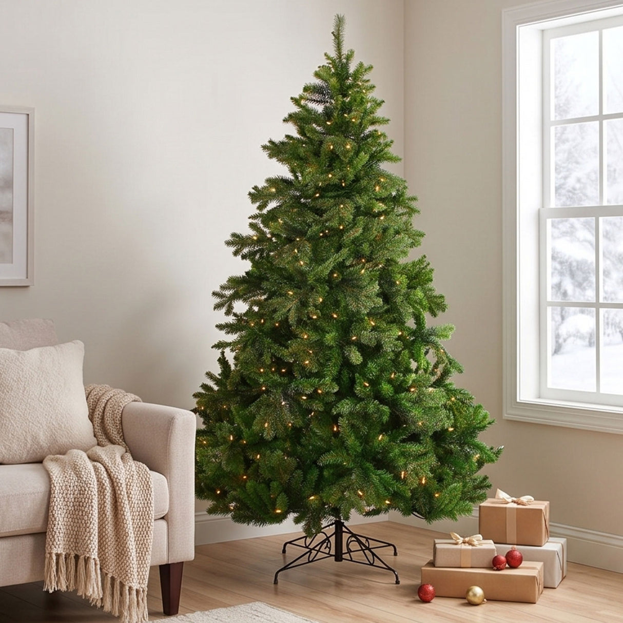 6 ft. Pre-Lit Tapered Salem Pine Christmas Tree with Warm White Lights