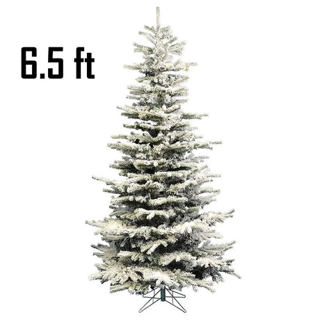 Pre-Lit Slim Snow Flocked Artificial Christmas Tree With White LED Lights