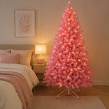 6 ft. Light Pink Flocked Kodiak Christmas Tree with Metal Stand