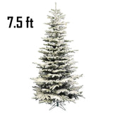 Pre-Lit Slim Snow Flocked Grand Fir Artificial Christmas Tree with Warm White LED Lights and Metal Stand