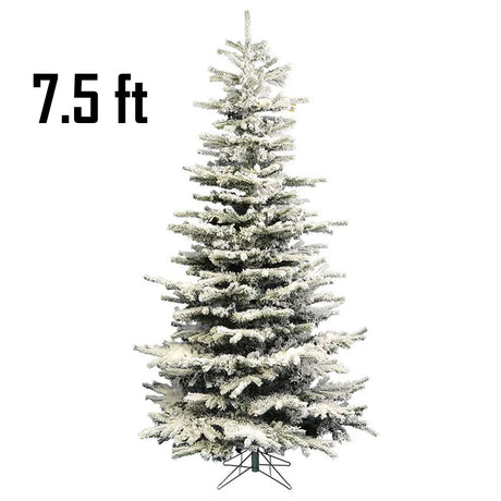 Pre-Lit Slim Snow Flocked Artificial Christmas Tree With White LED Lights