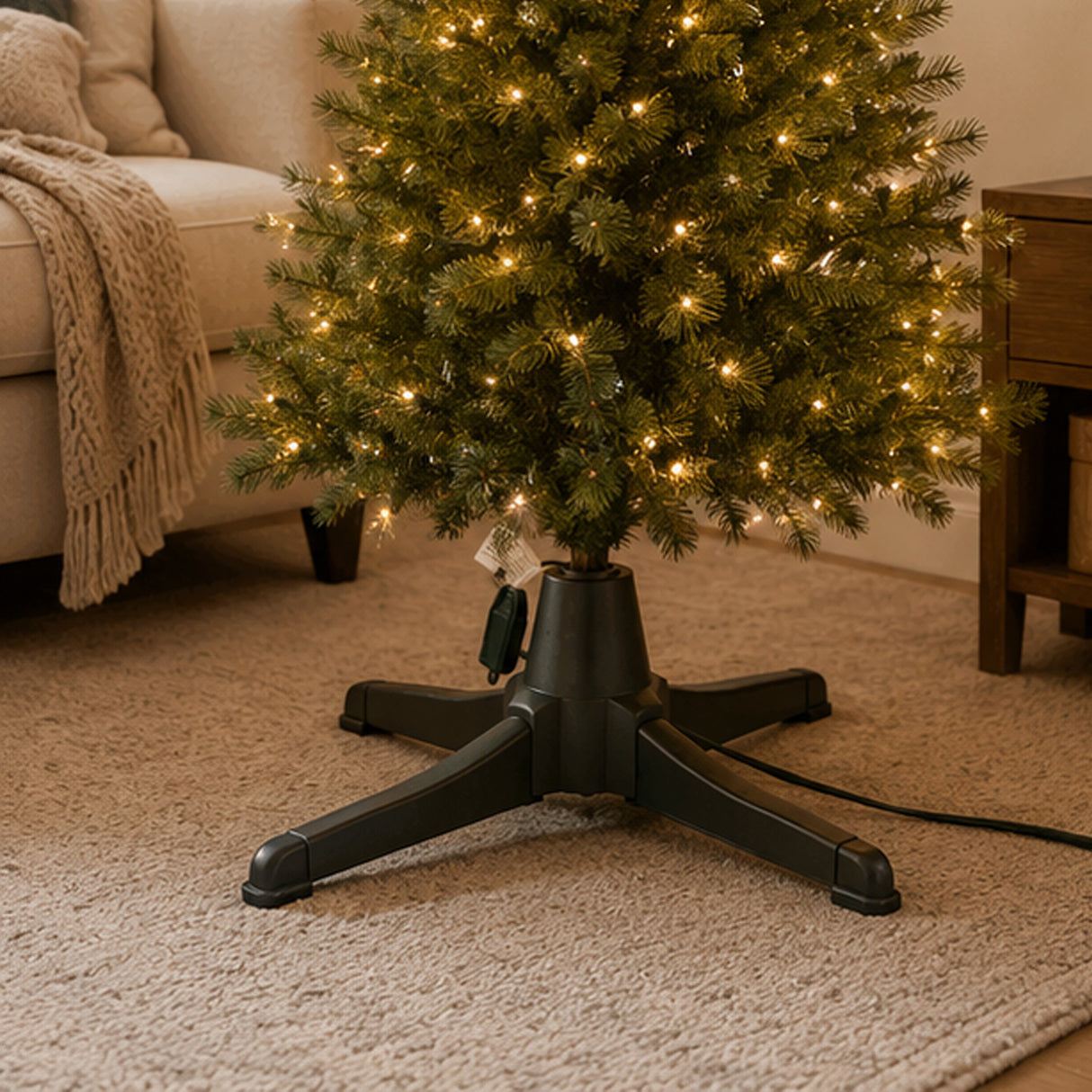 360 Degree Rotating Adjustable Christmas Tree Stand for Up to 7.5 ft Artificial Tree