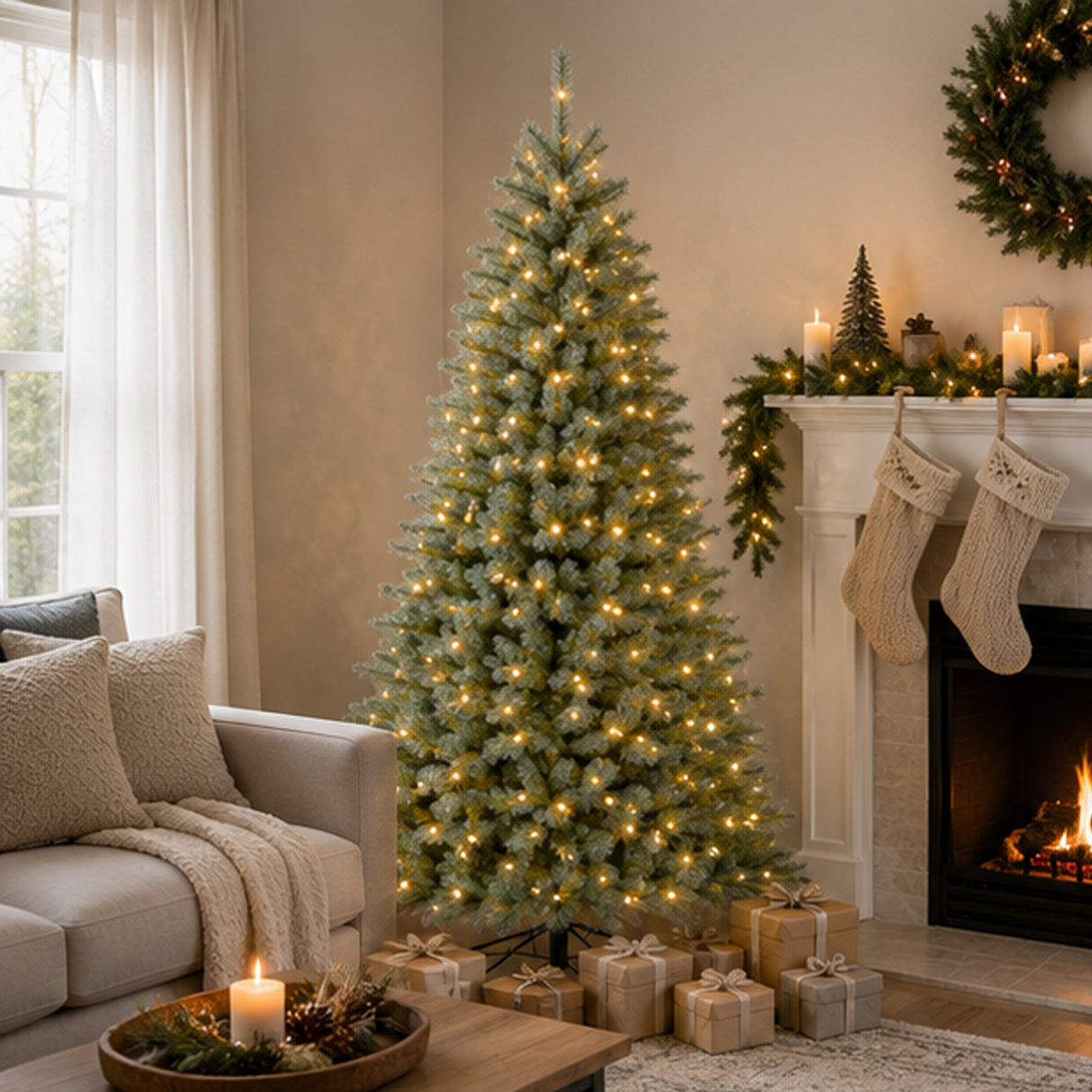 5 ft. Pre-Lit Classic Spruce Christmas Tree with Instant Connect and Metal Stand