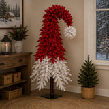 9 ft. Premium Bendable Two-Tone Red and White Christmas Tree with Metal Stand