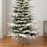 Pre-Lit Snow Flocked Slim Christmas Tree with Warm White LED Lights