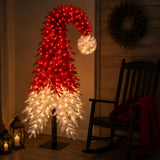 Pre-lit Santa Hat Christmas Tree with Red and Warm White LED Lights and Metal Base