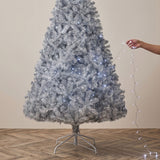 Metallic Silver Tinsel Christmas Tree with Metal Stand
