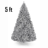 Metallic Silver Tinsel Christmas Tree with Metal Stand