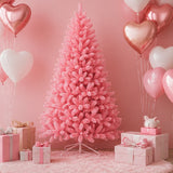 6 ft. Light Pink Flocked Kodiak Christmas Tree with Metal Stand