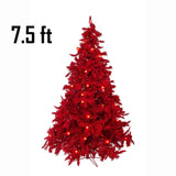 Pre-Lit Ruby Red Christmas Tree with Dual LED Lights, Full Artificial Holiday Tree with Metal Stand