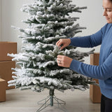 Pre-Lit Snow Flocked Slim Christmas Tree with Warm White LED Lights