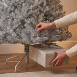 Metallic Silver Tinsel Christmas Tree with Metal Stand