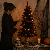 4 ft. Black Entrance Tree with String of Orange Lights Plug-In