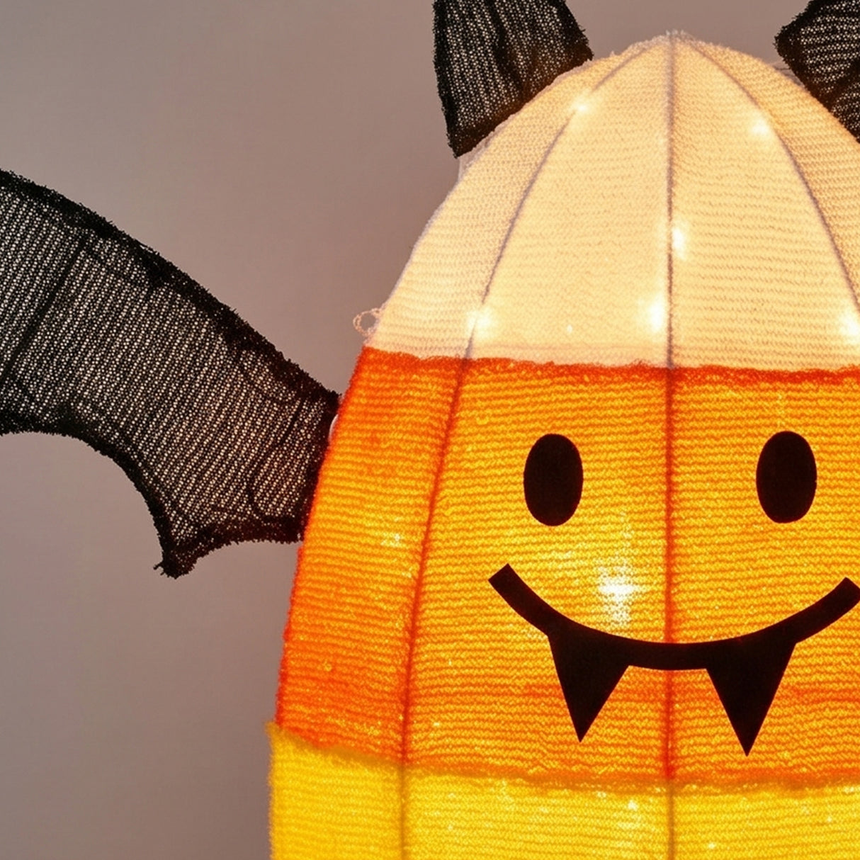 27 in. Halloween Candy Corn Bat Outdoor Lawn Decoration with LED Lights Plug-In