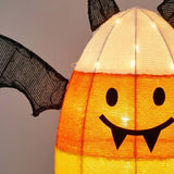 27 in. Halloween Candy Corn Bat Outdoor Lawn Decoration with LED Lights Plug-In