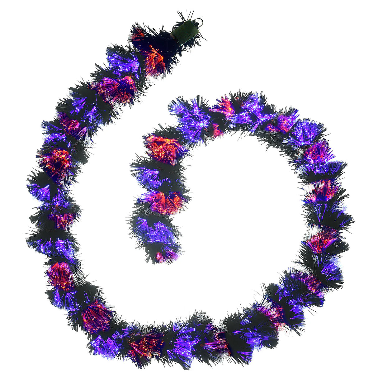 9 ft. Halloween Black Fiber Optic Garland with Purple and Orange Lights Plug-In