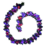 9 ft. Halloween Black Fiber Optic Garland with Purple and Orange Lights Plug-In