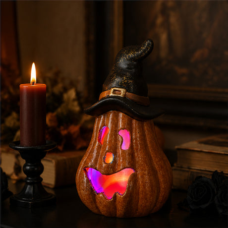 8IN Halloween Jack O’ Lantern LED Lighted Pumpkin Decor