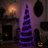 7.5 ft Pre Lit Black Halloween Tree with Orange LED Lights