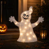18 in Pre Lit White Ghost Halloween LED Outdoor Decor