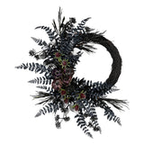18 in Deep Purple Sakura Fern Half Halloween Wreath Decor