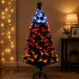 4FT Pre-Lit Black Fiber Optic Halloween Tree with LED Lights