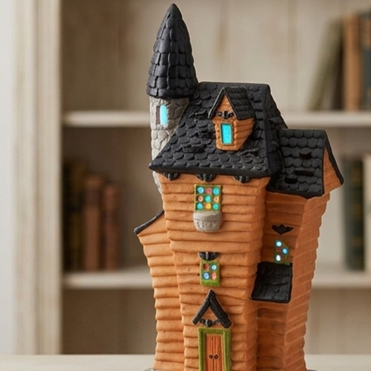 12IN Pre-Lit Black Haunted House Halloween LED Decor