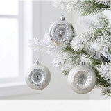 6-Piece Shatterproof Glittering Silver Ornaments