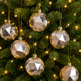 6-Piece Shatterproof Geometric Silver Ornaments