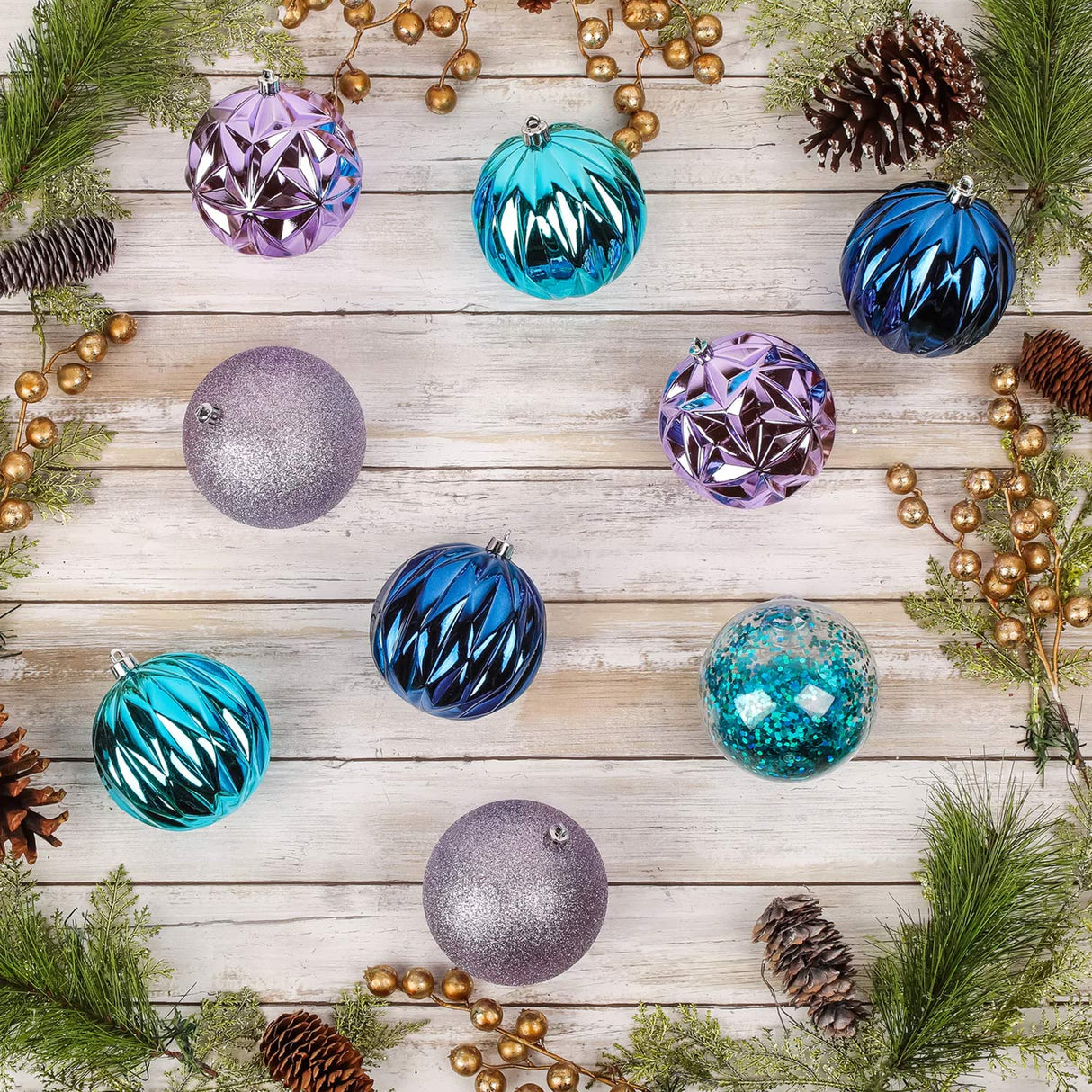 13 Inc. Blue Lavender Christmas Ball Decor Set