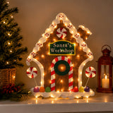 42IN Pre-Lit Gingerbread House Christmas Decoration with Warm White LED Lights