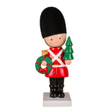 11IN Christmas Soldier Figurine with Wreath and Tree Holiday Tabletop Decor