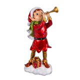 37IN Horn Blowing Pixie Elf Christmas Decoration with Multicolor LED Lights Plug-In