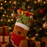 20IN Be Merry Collection Teddy Bear Christmas Stocking with Red Scarf & Green Hat