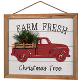 12.5IN Farm Fresh Christmas Wall Art with Pickup Truck Design